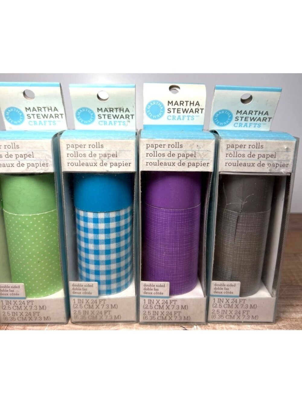 4 Pkg Martha Stewart Crafts Double-Sided Paper Roll 1" X 24 Ft , 2.5'' X 24 Ft